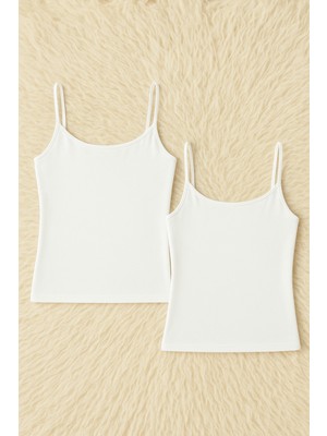 Alissa Kadın Pamuklu Likralı Pedli Ip Askılı Penye 2'li Atlet W6K3K4T9KA