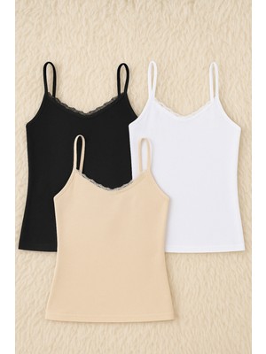 Alissa Kadın Viskon Likralı Askılı 3'lü Atlet W6K6K1T3KA