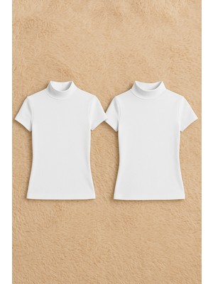 Alissa Kadın Pamuklu Likralı Yarım Kol Balıkçı Yaka Penye 2'li Atlet W6K2K2T8KA