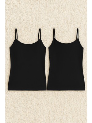 Alissa Kadın Pamuklu Likralı Pedli Ip Askılı Penye 2'li Atlet W6K3K4T9KA