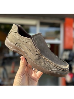 Ayakcity Erkek Günlük Hakiki Deri Full Ortopedik Taban Loafer Ayakkabı - Kum - 42