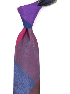 Kravatkolik Çiçek Desen Çok Renkli Patchwork Kravat KK13296