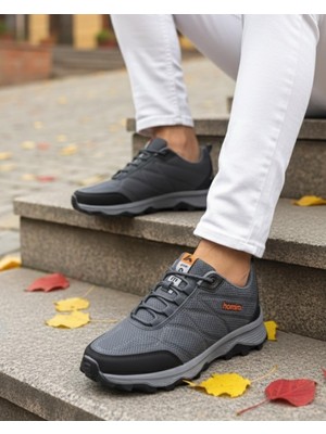 Homiro Erkek Su Geçirmez Poli Taban Fuspedli Spor Ayakkabı - Füme