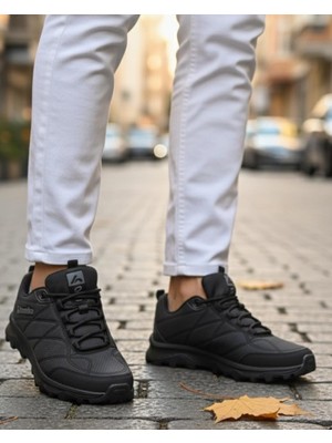 Homiro Erkek Su Geçirmez Poli Taban Fuspedli Spor Ayakkabı - Siyah