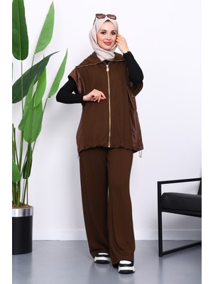 İmaj Butik Kahve Yelek Pantolonlu Takım