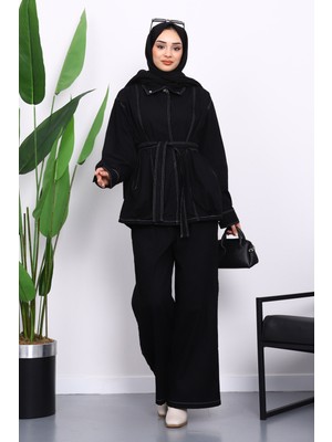 İmaj Butik Siyah Çıtçıtlı Ceket Pantolonlu Gabardin Takım