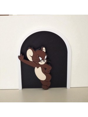 Ceresshop Jerry Dekoratif Mini Kapı – Fare Deliği Duvar Süsü Kahverengi