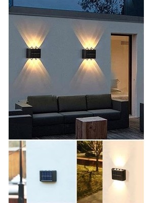 Ledli Solar Güneş Enerjili Aplik Led, Dekoratif Duvar Monteli Gün Işığı LED