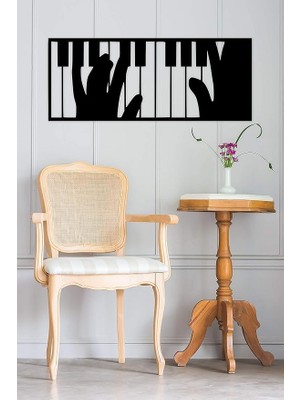 Piano Duvar Dekoru-Süsü, Ahşap Dekoratif Tablo Siyah 20 x 48 UNTNM357
