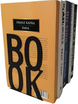 Misda Store Dekoratif Book Yazı Tasarımlı Kitap Tutucu Desteği Mat Siyah.(Kitap Ayraçı Hediyeli)