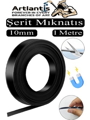 Artlantis Şerit Mıknatıs Magnet 1 Metre 1 Adet 1 cm 1 Metre Esnek Kaliteli Metal Yüzeye Yapışan Manyetik Mıknatıs Fotoğraf Resim