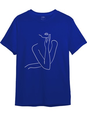 The Lucid Lab Women / Kadın Silüeti Tişört - Mavi