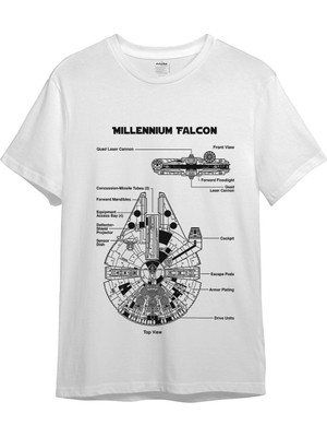 The Lucid Lab Millennium Falcon Tişört - Beyaz