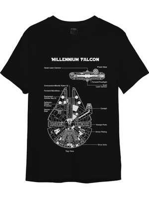 The Lucid Lab Millennium Falcon Tişört - Siyah