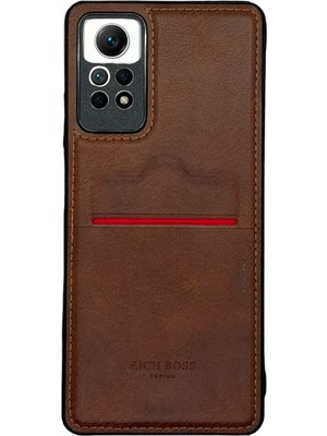 Velvoria Redmi Note 12 Pro 4g Deri Kartlıklı Lüks Kılıf Koyu Kahverengi