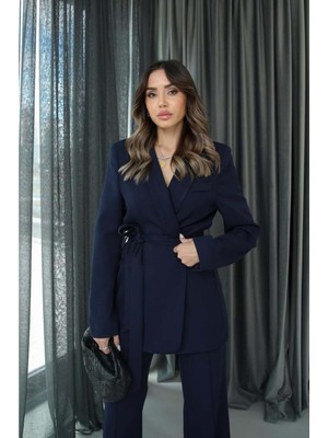 Bella Breeze Kadın Kuşaklı Ceket Pantolon Takım Elbise