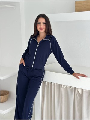 Bella Breeze Kadın Fermuarlı Kapüşonlu Rahat Fit Iki Parça Set Eşofman Takımı