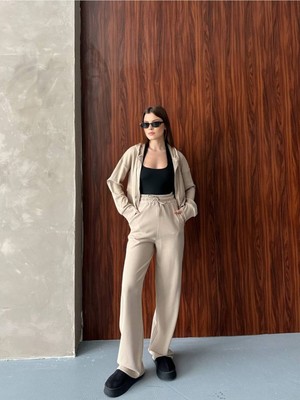 Bella Breeze Kadın Kapüşonlu Fermuarlı Rahat Fit Günlük ve Şık Tarz Eşofman Takımı