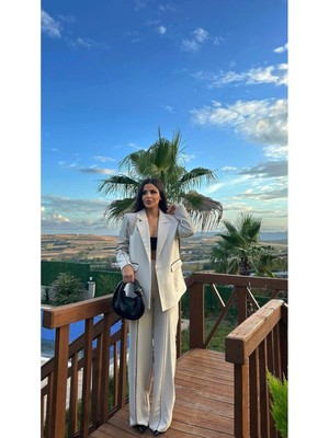 Bella Breeze Kadın Çizgi Biyeli Blazer Ceket Pantolon Takım Elbise