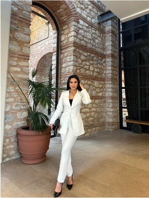 Bella Breeze Kadın Tek Düğmeli Ceket Dar Paça Pantolon Takım Elbise