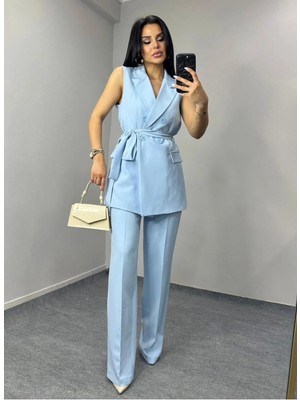 Bella Breeze Kadın Kuşaklı Yelek Pantolon Takım Elbise