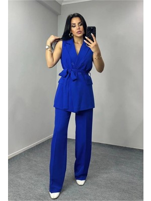 Bella Breeze Kadın Kuşaklı Yelek Pantolon Takım Elbise