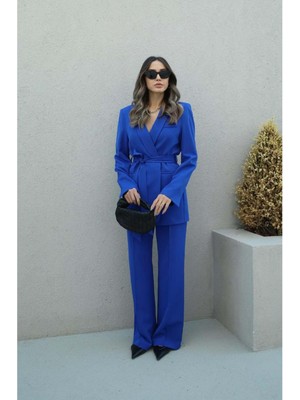 Bella Breeze Kadın Kuşaklı Ceket Pantolon Takım Elbise