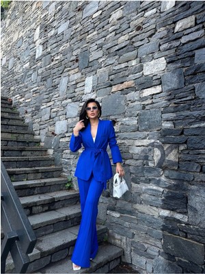 Bella Breeze Kadın Kuşaklı Ceket Pantolon Takım Elbise