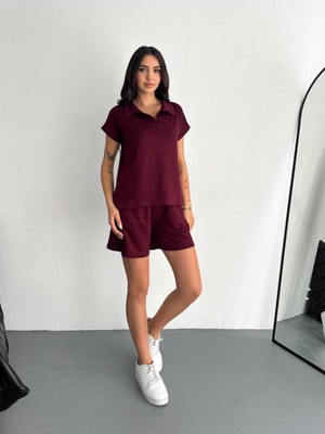 Bella Breeze Kadın Modal Kumaş Polo Yaka T-Shirt Şortlu Takım