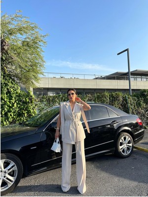 Bella Breeze Kadın Oversize Bağlamalı Tasarım Yelek Pantolon Takım Elbise
