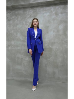 Bella Breeze Kadın Yakası Taş Biyeli Düğme Detay Takım