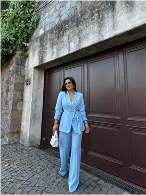 Bella Breeze Kadın Kuşaklı Ceket Pantolon Takım Elbise