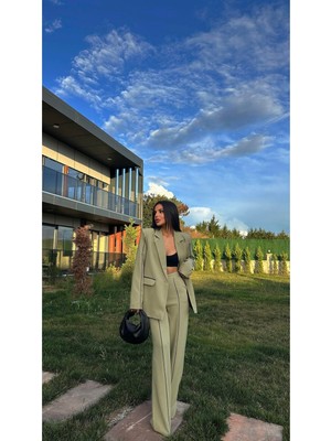 Bella Breeze Kadın Çizgi Biyeli Blazer Ceket Pantolon Takım Elbise