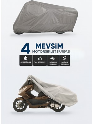 RibasPro E-Ton Beamer R2 Arka Çanta Uyumlu Motosiklet Brandası 4 Mevsim Su Geçirmez Motor Brandası