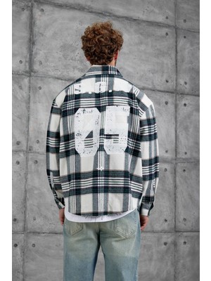 Yeşil Nmrc Sayı Baskılı Oversize Gömlek