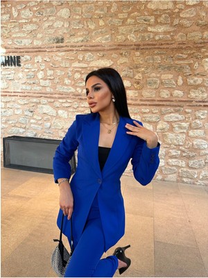 Bella Breeze Kadın Tek Düğmeli Ceket Dar Paça Pantolon Takım Elbise