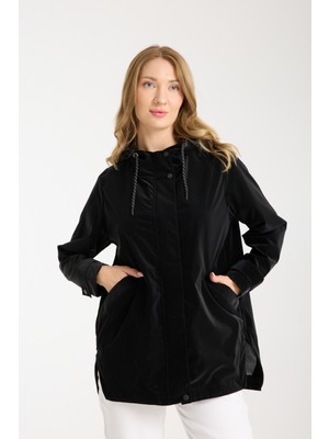 Wise Kadın Rahat Kesim Kapüşonlu Trençkot