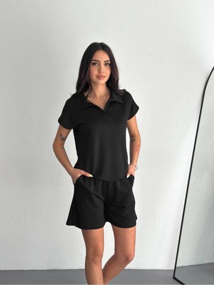 Bella Breeze Kadın Modal Kumaş Polo Yaka T-Shirt Şortlu Takım