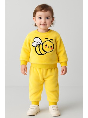 nevrankids Unisex Kışlık Welsoft Arı Nakışlı Takım - Sarı