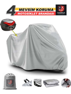 Encover Mondial 125 Drift L Branda (Arka Çanta Uyumlu) Motosiket Brandası  (Gri Renk) Motor Örtüsü Çadır Su Geçirmez Motosiklet Kılıfı Motor Brandası