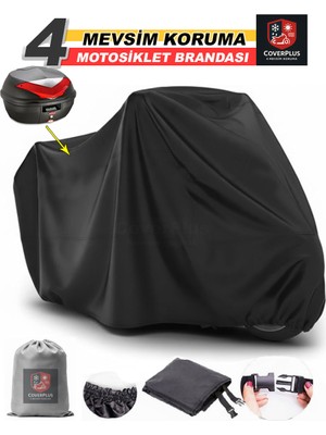 Encover Vespa Sprint 50 Branda (Arka Çanta Uyumlu) Motosiket Brandası  (Siyah Renk) Motor Örtüsü Çadır Su Geçirmez Motosiklet Kılıfı Motor Brandası