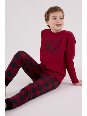 Arnetta Erkek Çocuk Bordo Pijama Takımı AR3502-C-V1