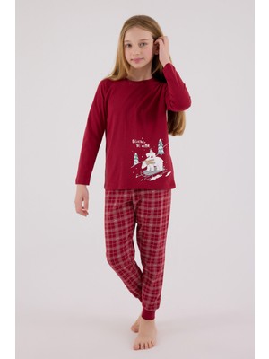 Arnetta Kız Çocuk Bordo Pijama Takımı