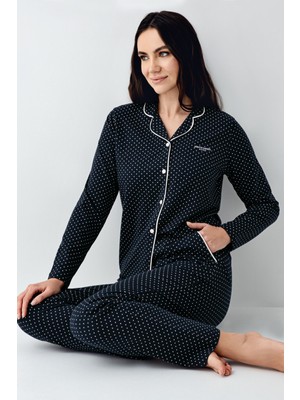 Pierre Cardin Kadın Lacivert Gömlek Pijama