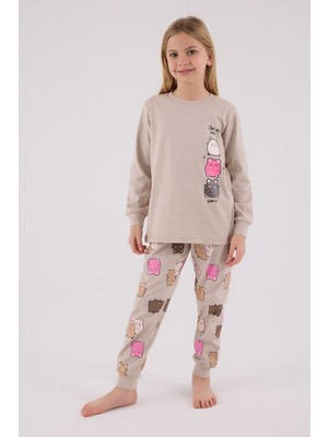 Rolypoly Kız Çocuk Bej Pijama Takımı