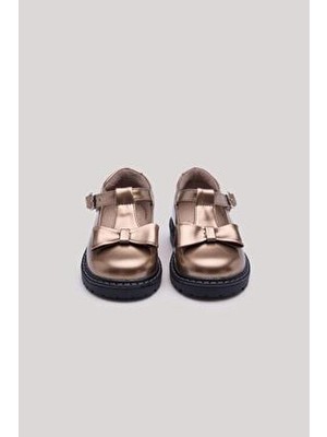 Gb Baby Bg Store Kız Bebek Gold Ayakkabı Deri Düz Taban Şık Ve Rahat Tasarım
