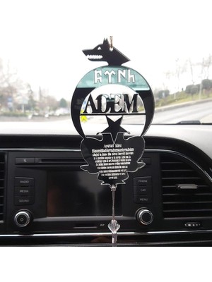 Olur O Zaman Kişiye Özel (Anahtarlıklı) Göktürk Dilinde Türk Pleksi Araba Dikiz Aynası Süsü