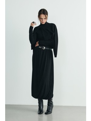 Suud Collection Siyah Emma Balon Midi Etek