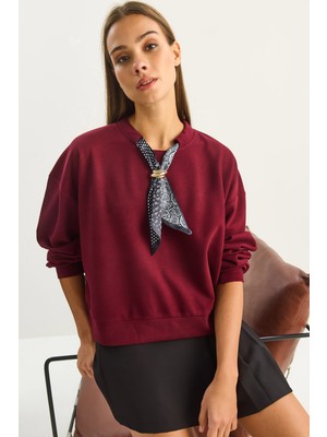 Shade Kadın Fular Detaylı Pamuklu Ottoman Sweatshirt