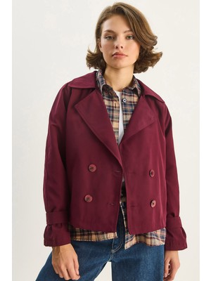 Shade Kadın Kruvaz Yake Aller Detaylı Astarlı Kısa Trençkot